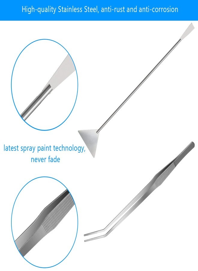 Liveek Aquarium Aquascape Tools Kit 15in, 4 in 1 Anti-Rust Aquatic Plant Aquascaping Tool Stainless Steel Tweezers Scissor Spatula for Aquarium Tank Clean Fish Tank Aquascape Accessories Set(Silver) - Image 3